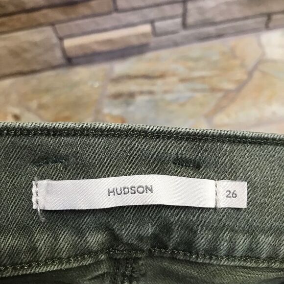 Anthropologie Hudson Utility Straight Ankle Jean with belt Rifle Green 26 NWT - Picture 10 of 16